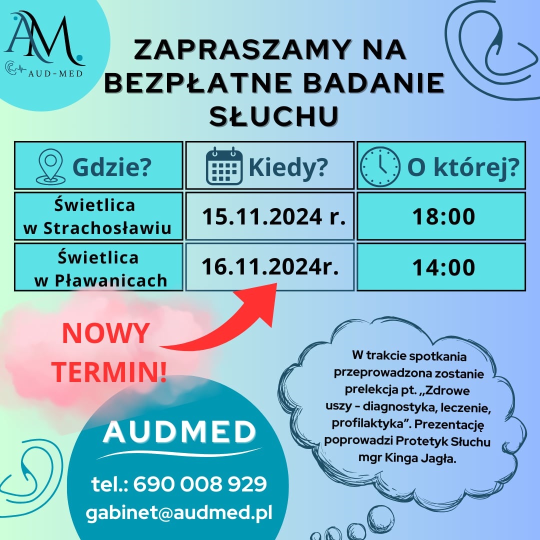 Zapraszamy na bezpłatne badanie słuchu 15-16 listopada