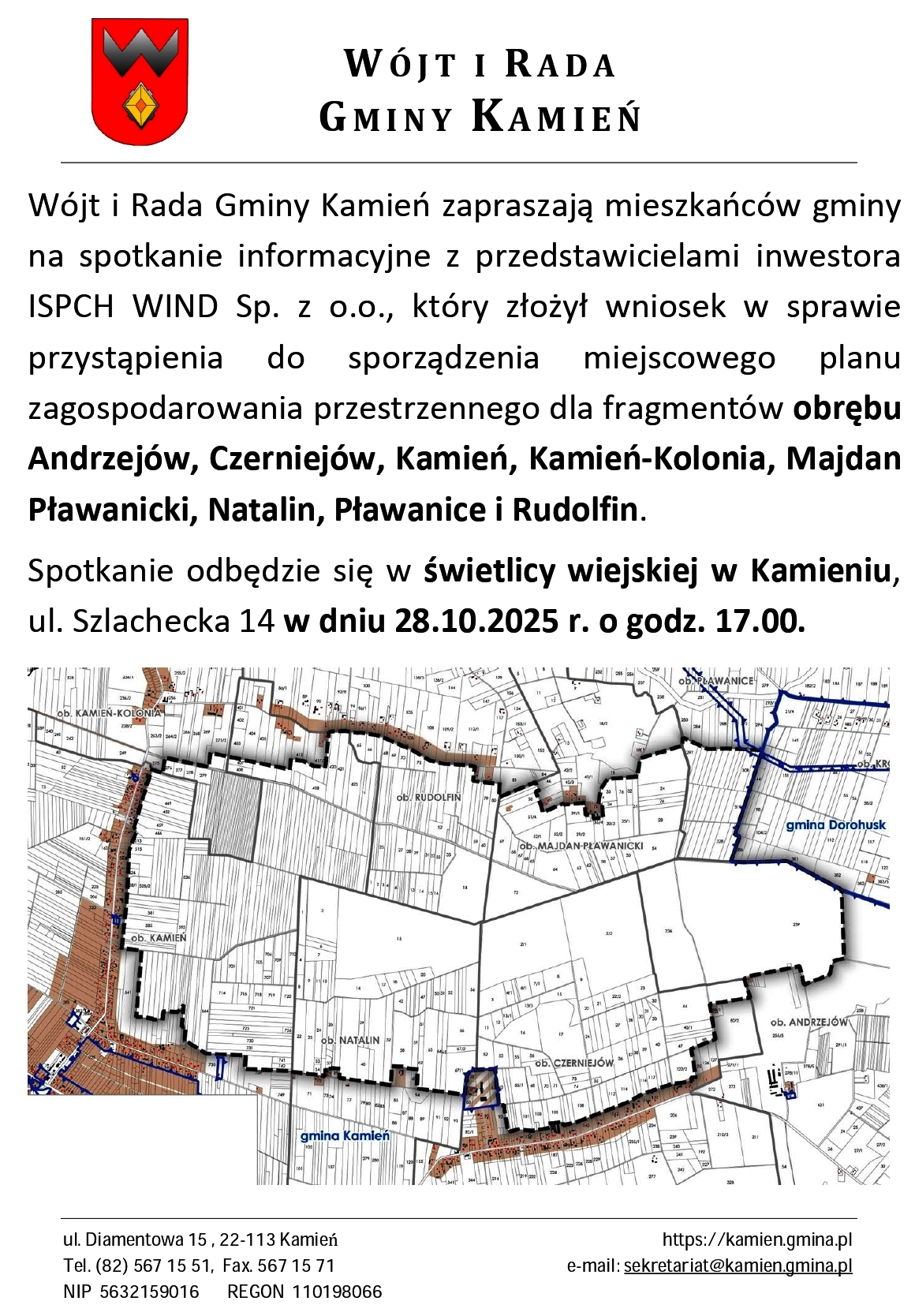 Spotkanie informacyjne dotyczące planowanej budowy farmy wiatrowej na terenie gminy Kamień
