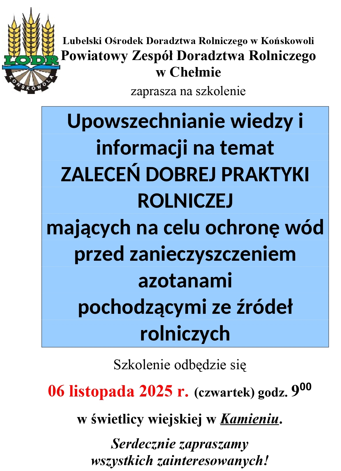 Szkolenie DOBRE PRAKTYKI ROLNICZE