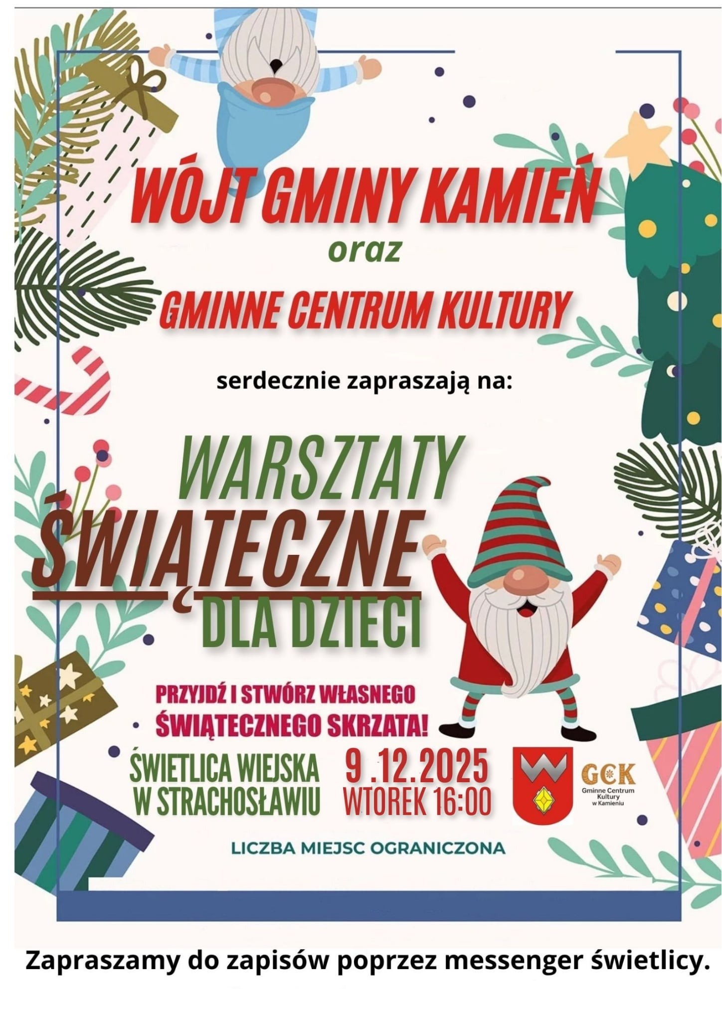 Warsztaty Świąteczne dla dzieci – 9 grudnia (wtorek) godz. 16.00 – świetlica w Strachosławiu