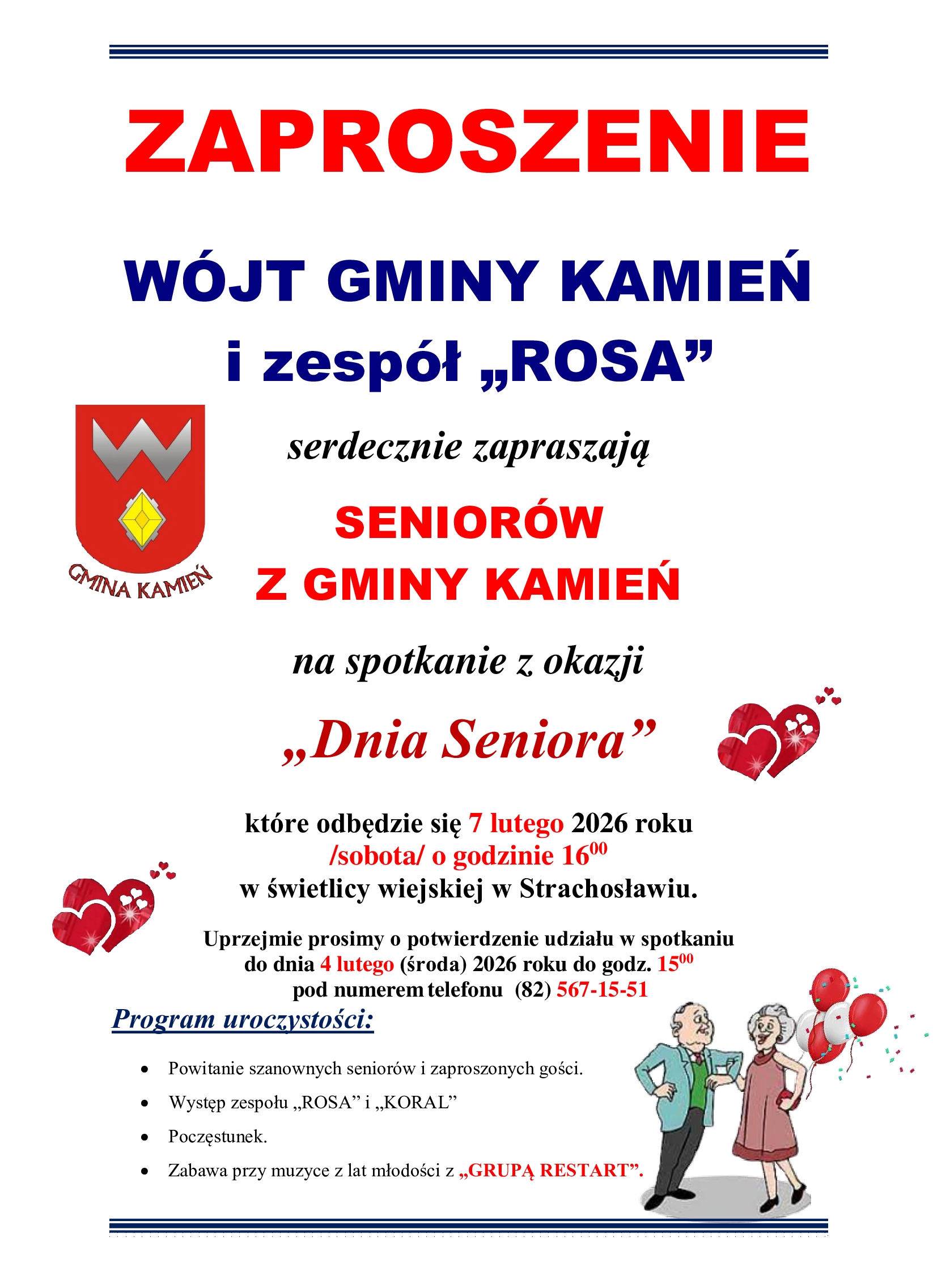 Dzień Seniora – 7 lutego godz. 16.00 świetlica w Strachosławiu