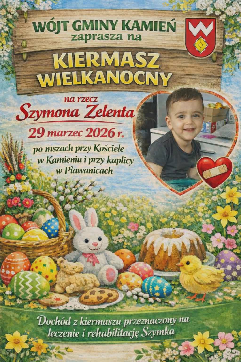 Kiermasz Wielkanocny na rzecz Szymona Zelenta – 29 marca 2026 r. po mszach przy Kościele i kaplicy
