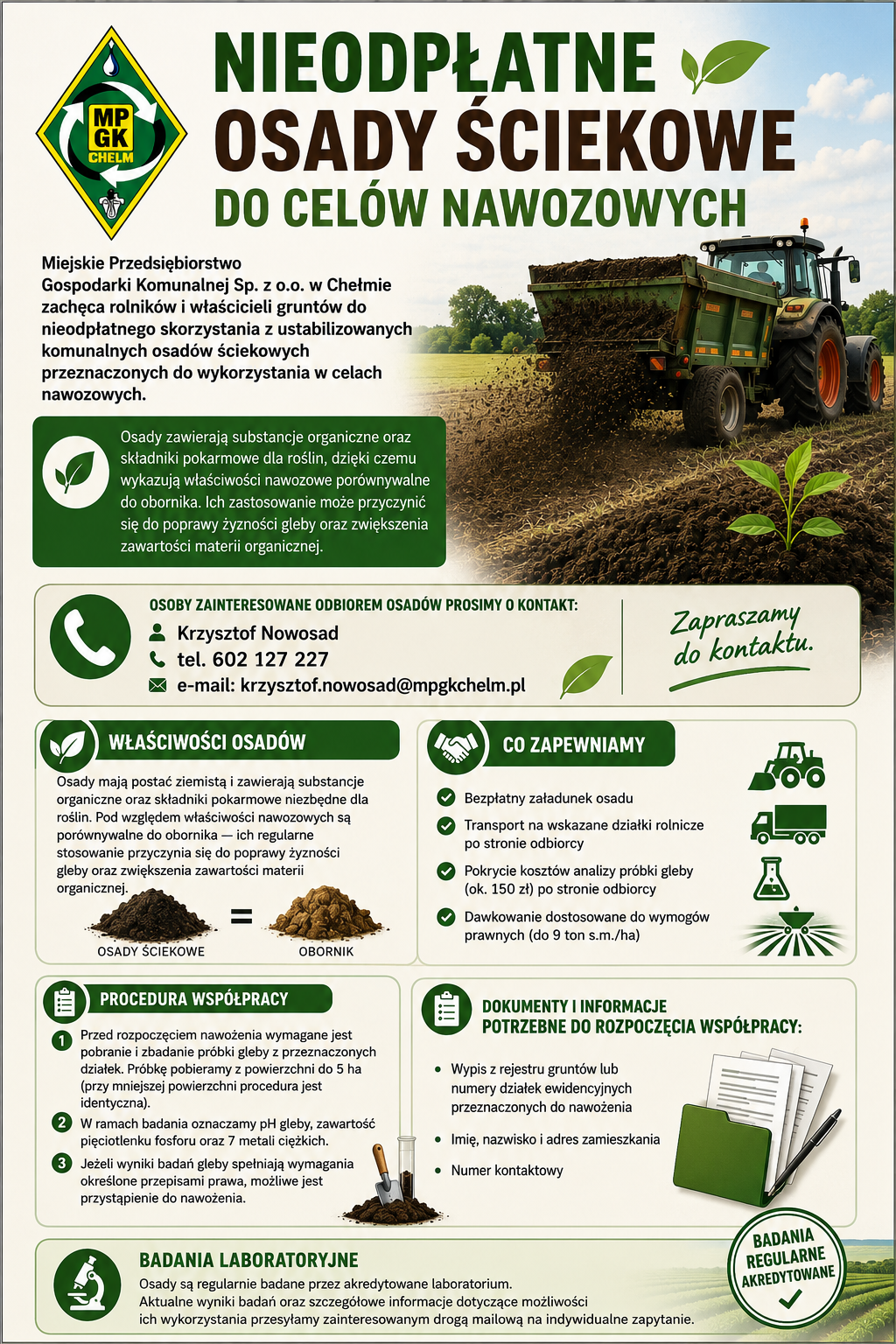 Nieodpłatne osady ściekowe do celów nawozowych