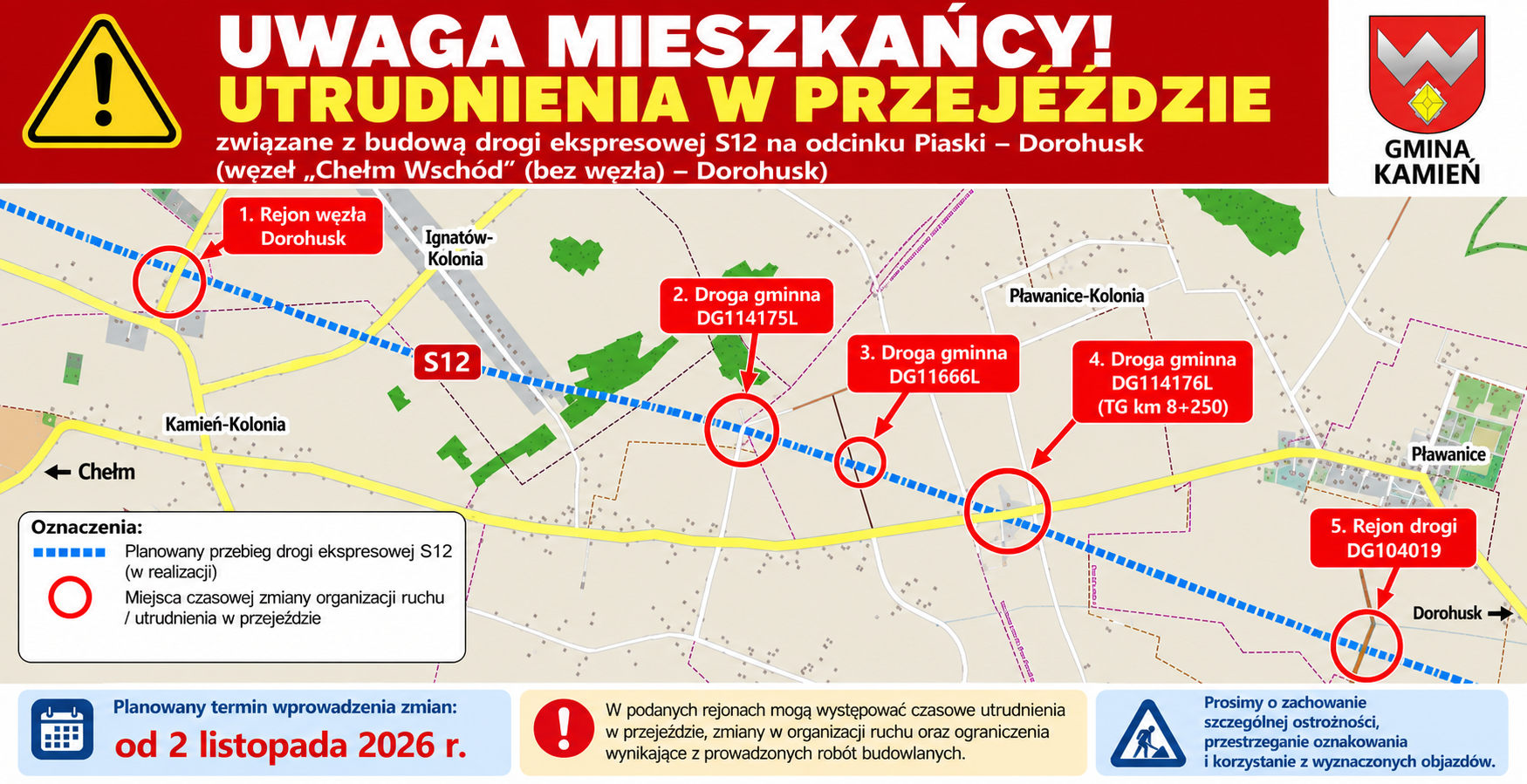 UWAGA MIESZKAŃCY! UTRUDNIENIA W RUCHU