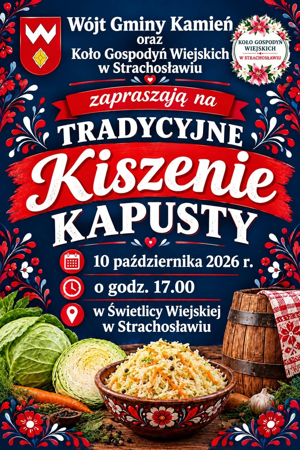 Tradycyjne kiszenie kapusty – 10 października 2026 r. godz. 17.00 – świetlica Strachosław